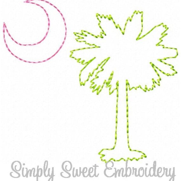 Vintage Stitch Palmetto Tree Machine Embroidery Design