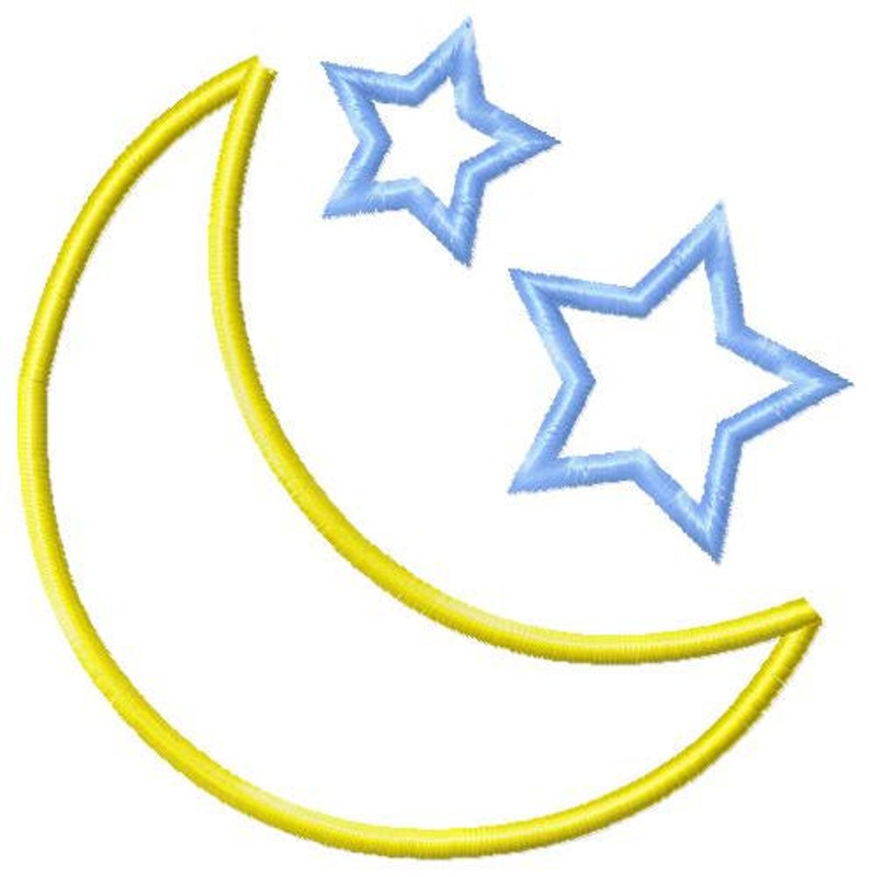 Moon stars machine embroidery applique design  etsy