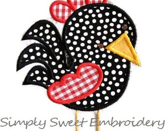 Rooster Machine Embroidery Applique Design
