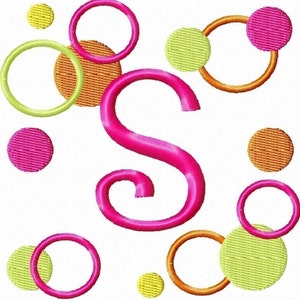 Crazy Dots Machine Embroidery Design Monogram Font Set 4x4 hoop image 1