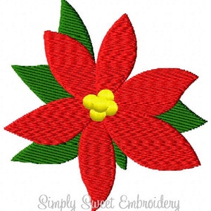 Poinsettia Flower Machine Embroidery Mini Design