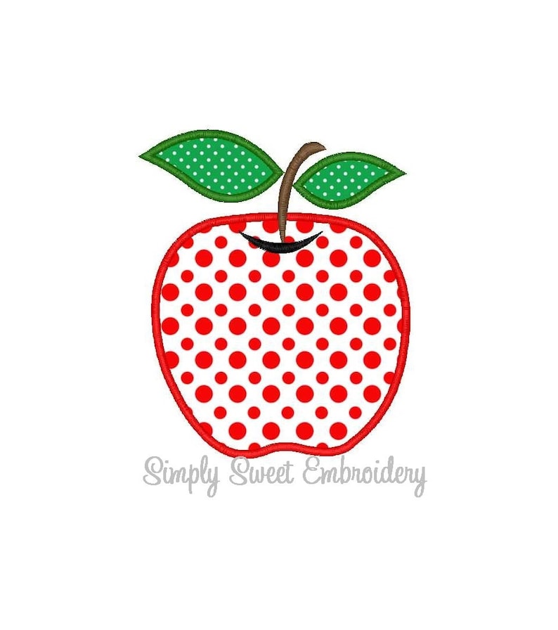 Apple Machine Embroidery Applique Design image 2