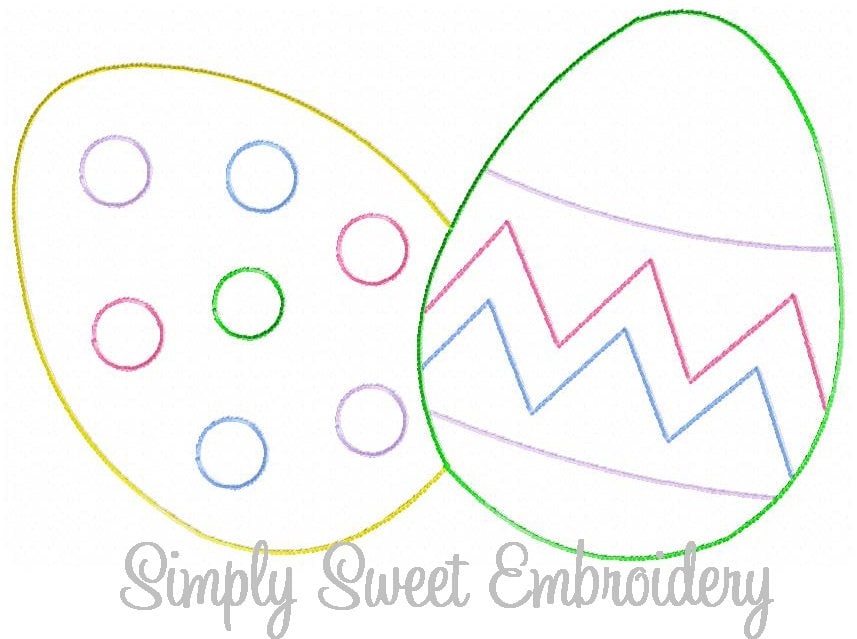 Sketch Easter Eggs Machine Embroidery Design | Etsy