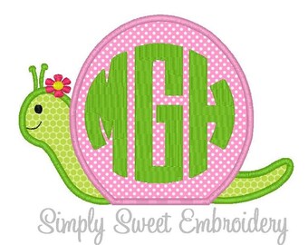 Girl Snail Machine Embroidery Applique Design