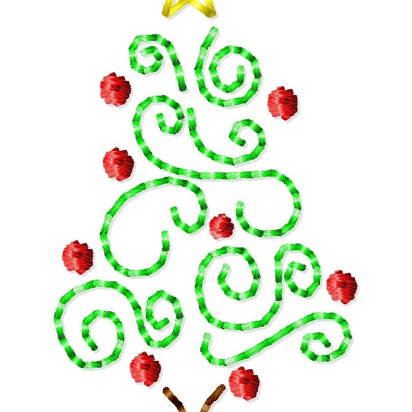 Scroll Christmas Tree Machine Embroidery Design Mini