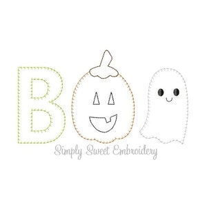 Boo Pumpkin Ghost Vintage Stitch Machine Embroidery Design