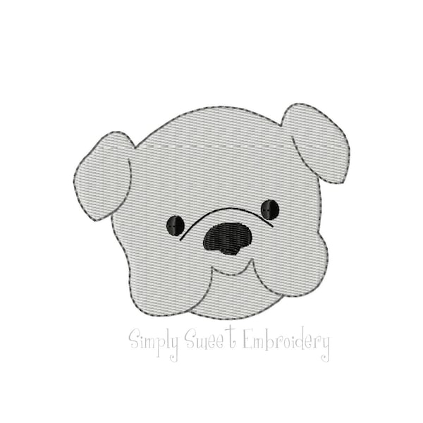 Boy Bulldog Face Mini Machine Embroidery Design - 6 sizes