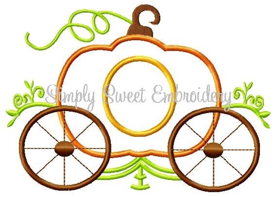 Pumpkin carriage Halloween Machine embroidery design