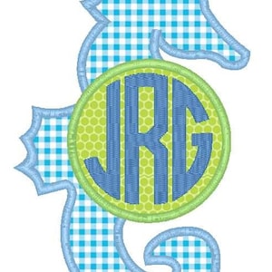 Seahorse Monogram Machine Embroidery Applique Design
