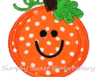 Cute Pumpkin Machine Embroidery Applique Design (Digital Download)