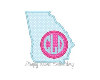 State of Georgia Monogram Machine Embroidery Applique Design