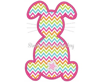 Outline Easter Bunny Machine Embroidery Applique Design