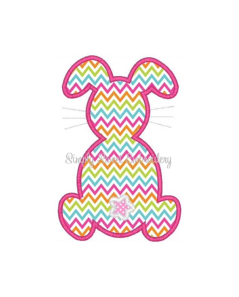 Outline Easter Bunny Machine Embroidery Applique Design image 1