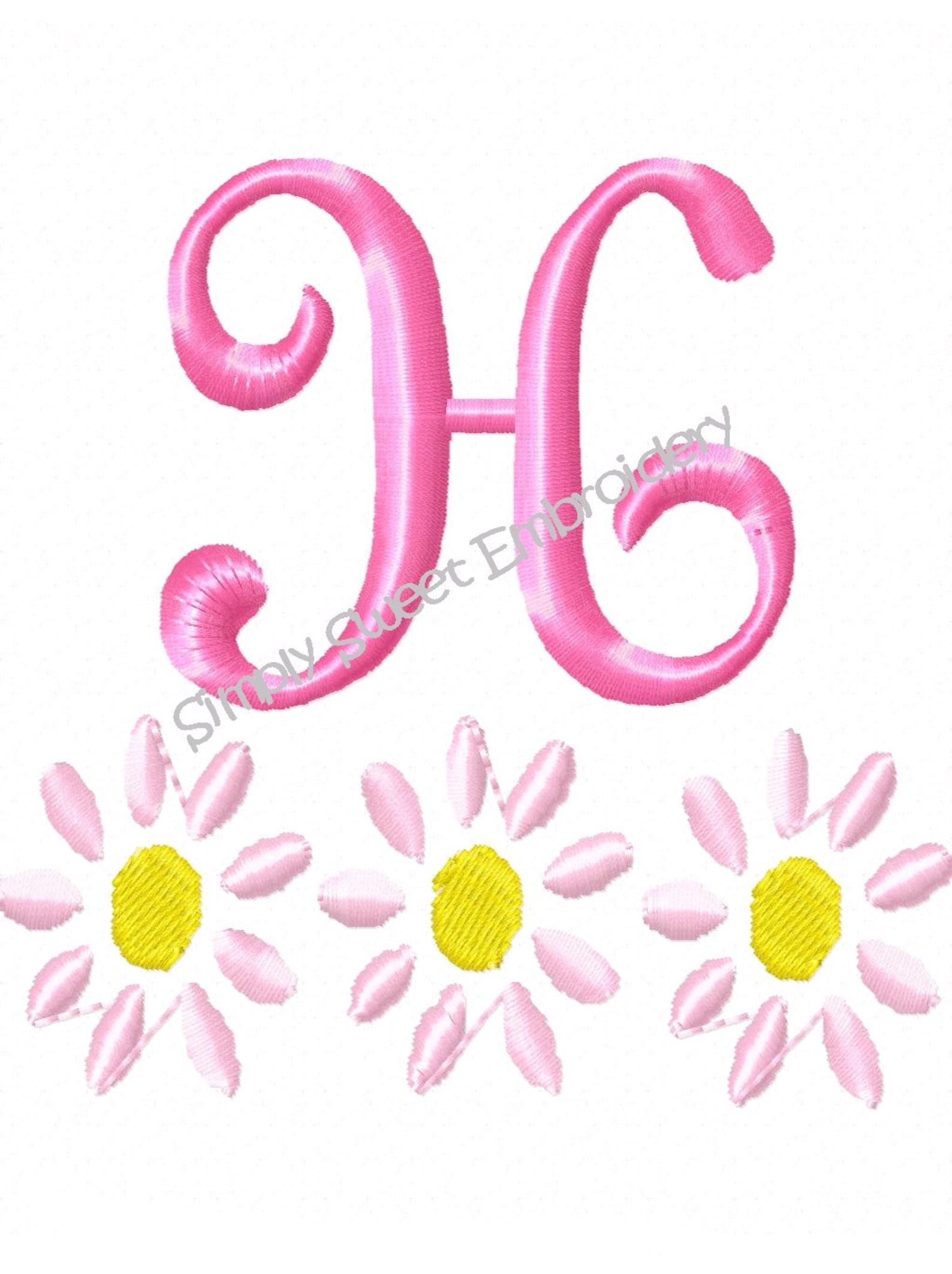 Daisy Machine Embroidery Monogram Font Set Etsy