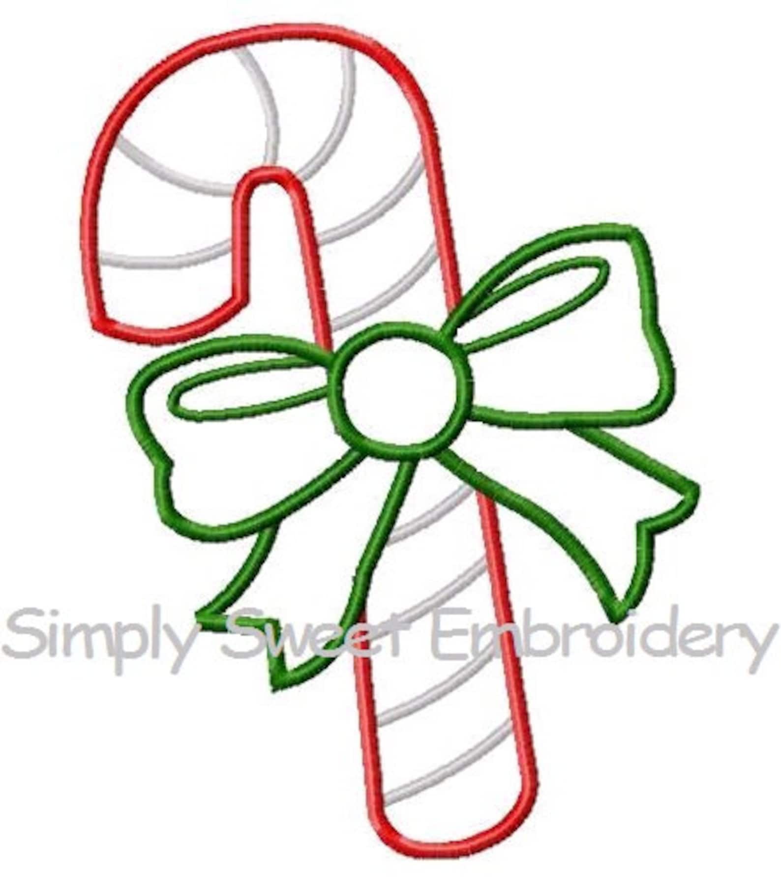 Christmas Candy Cane Machine Embroidery Applique Design Etsy