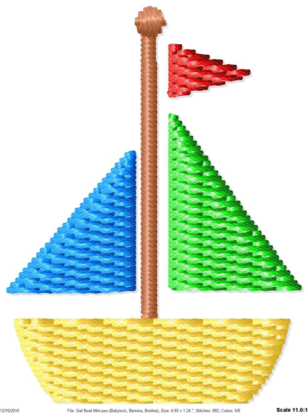Sailboat Machine Embroidery Design Mini Etsy