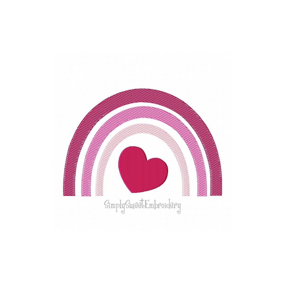 Sketch Rainbow Heart Machine Embroidery Design - 3 Sizes - Etsy