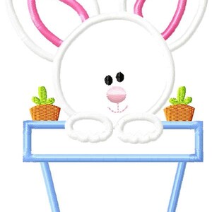 Bunny Flower Pot Machine Embroidery Applique Design image 2