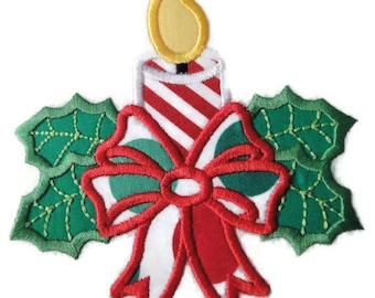 Design de apliques de bordado à máquina de velas de Natal