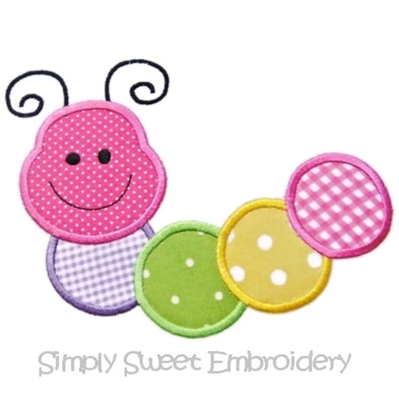 Caterpillar Applique Machine Embroidery Design Etsy