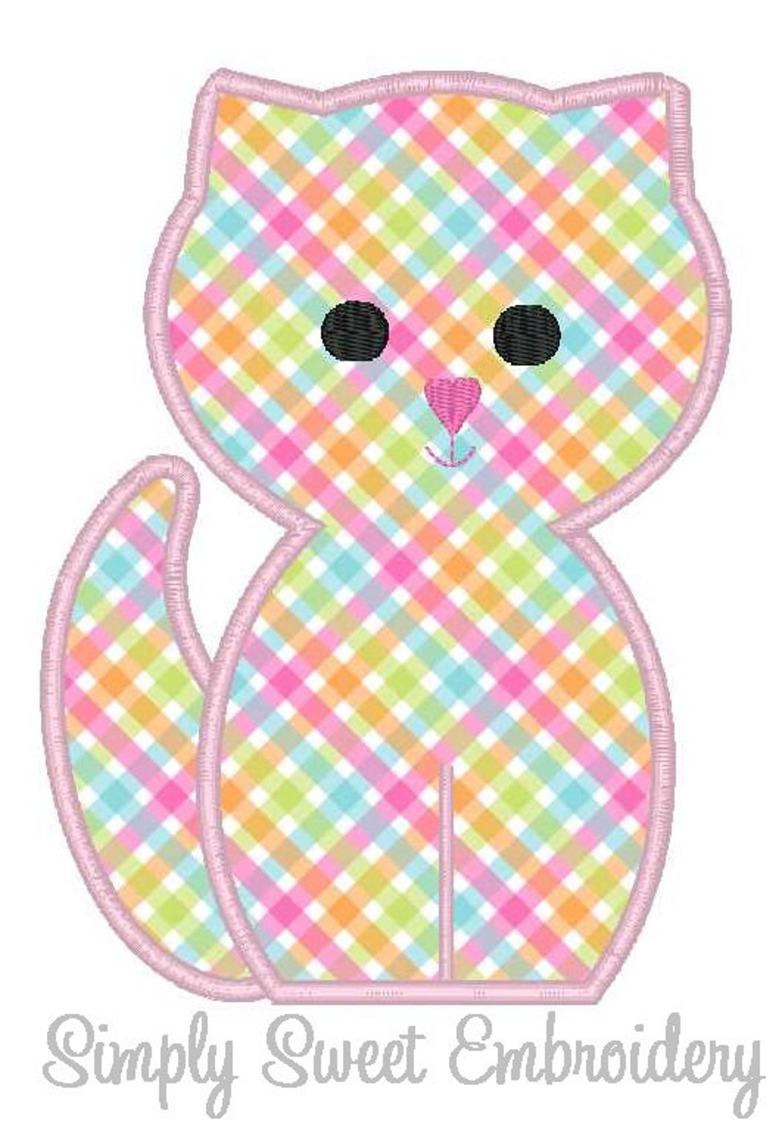 Kitty Cat Machine Embroidery Applique Design - Etsy