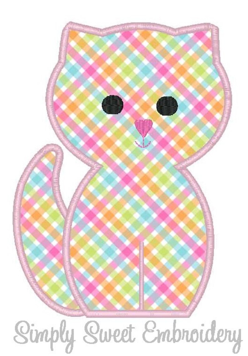 Kitty Cat Machine Embroidery Applique Design Etsy
