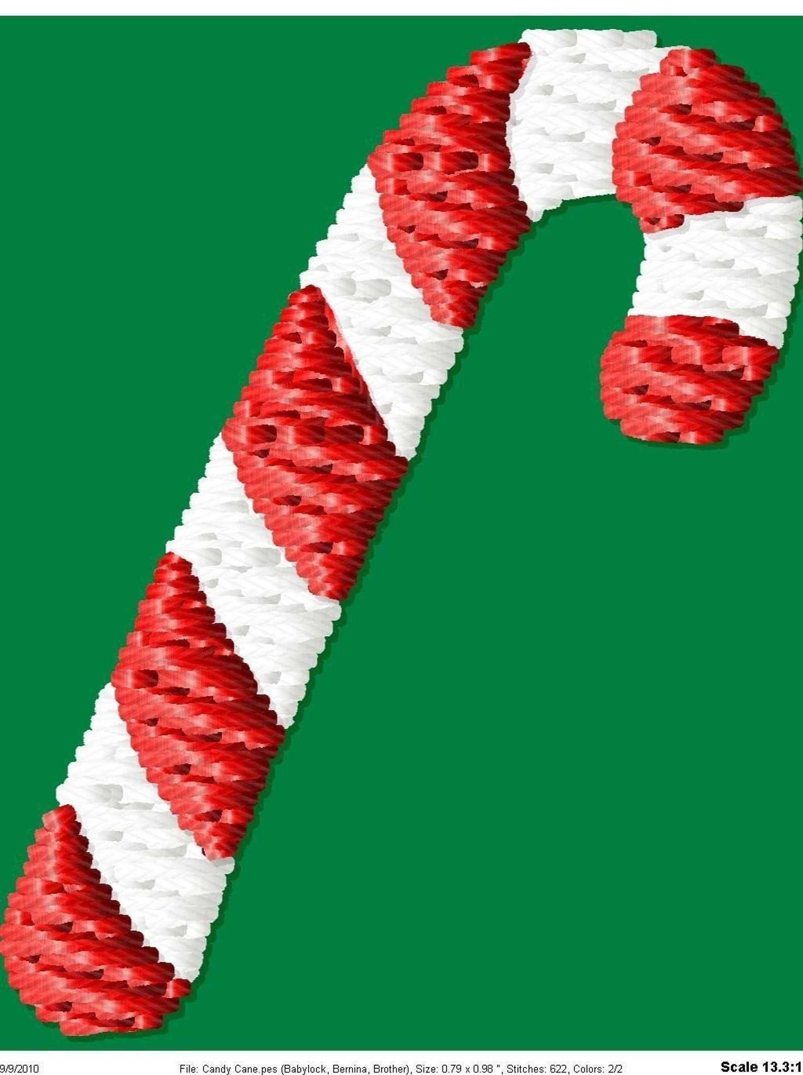 Christmas Candy Cane Machine Embroidery Design Mini Etsy