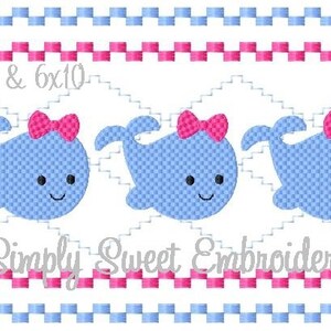 Girl Whale Faux Smocking Machine Embroidery Design