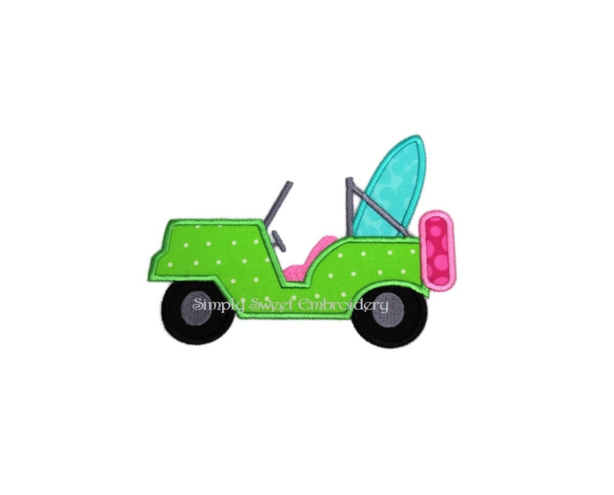 Jeep Surfboard Machine Embroidery Applique Design - Etsy Finland