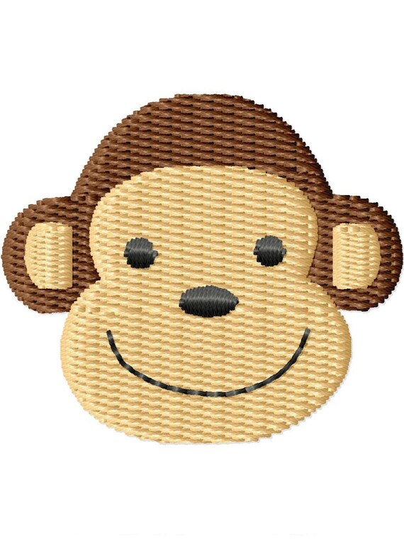 Monkey face mini machine embroidery design  etsy Monkey face mini machine embroidery design  etsy