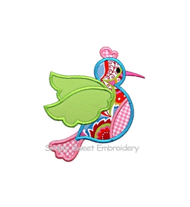 Hummingbird Machine Embroidery Applique Design image 1