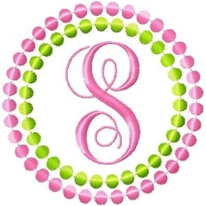 Circle Dots Machine Embroidery Monogram Font Set 5x7 Hoop