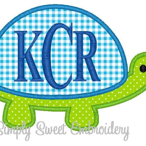 Boy Turtle Applique Machine Embroidery Design - 3 Sizes