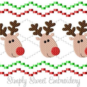Faux Smocking Reindeer Machine Embroidery Design