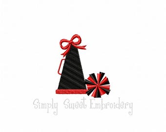 Megaphone Single Pom Pom Mini Embroidery Design - 6 sizes