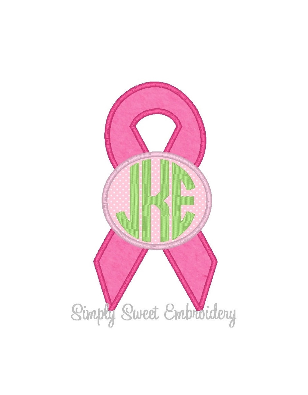 Breast Cancer Pink Ribbon Monogram Applique Design - Etsy