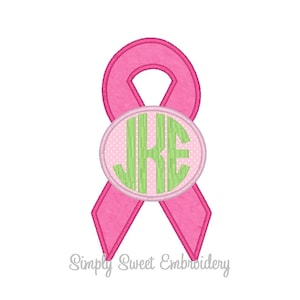 Breast Cancer Pink Ribbon Monogram Applique Design
