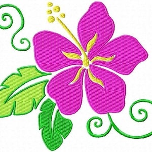Hawaiian Flower Machine Embroidery Design Single