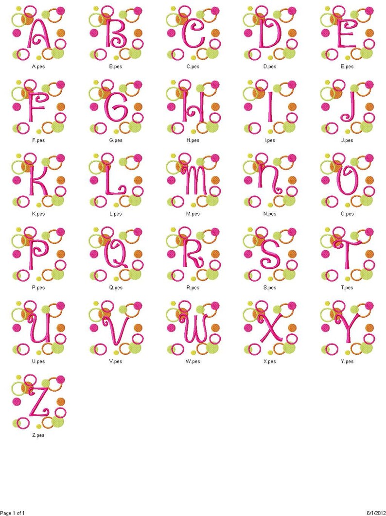 Crazy Dots Machine Embroidery Design Monogram Font Set 4x4 hoop image 2