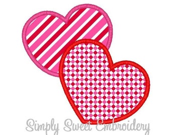 Two Hearts Machine Embroidery Applique Design