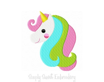 Unicorn Head Mini Machine Embroidery Design - 6 sizes