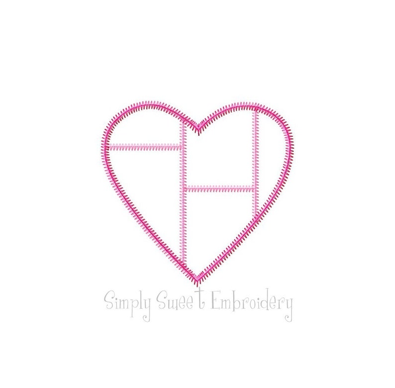 Patchwork Heart Machine Embroidery Applique Design image 3