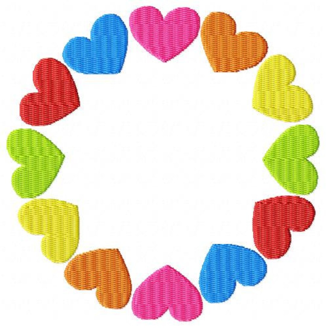 Heart Circle Frame Machine Embroidery Design Etsy