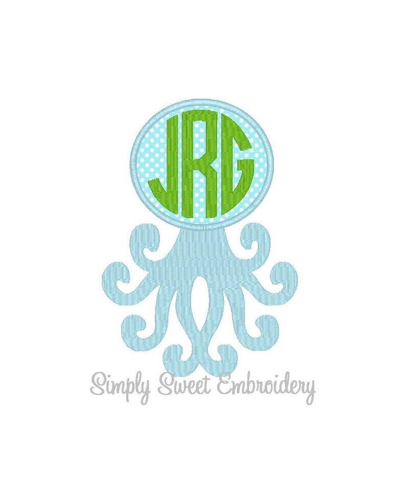 Octopus Monogram Machine Embroidery Applique Design - Etsy Canada