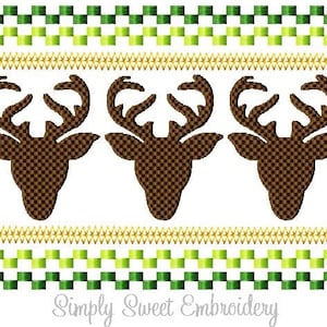 Faux Smocking Deer Heads Machine Embroidery Design
