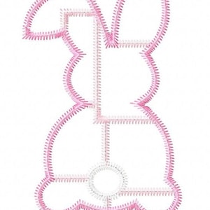 K&ouml;nnte beinhalten: Rosa und wei&szlig; gesticktes Hasenkonturendesign. Das Design ist f&uuml;r die Stickerei geeignet und f&uuml;r eine Vielzahl von Projekten geeignet.