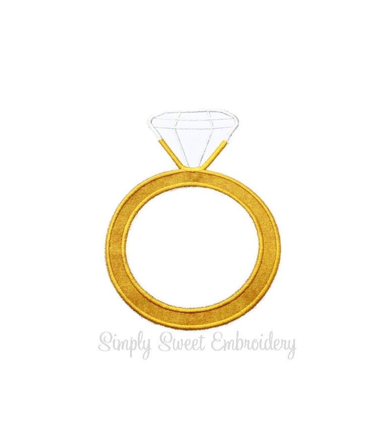 Applique 10 Sizes Diamond Ring Machine Embroidery Design