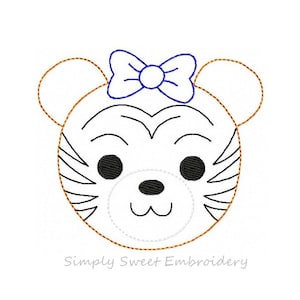 Quick Stitch Girl Tiger Machine Embroidery Design