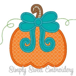Pumpkin Bow Machine Embroidery Applique 3