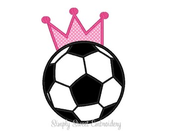 Soccer Ball Princess Crown Applique Design